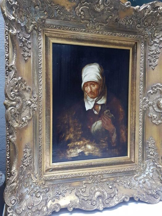 Tablou foarte vechi,pictura in ulei pe panou din lemn!