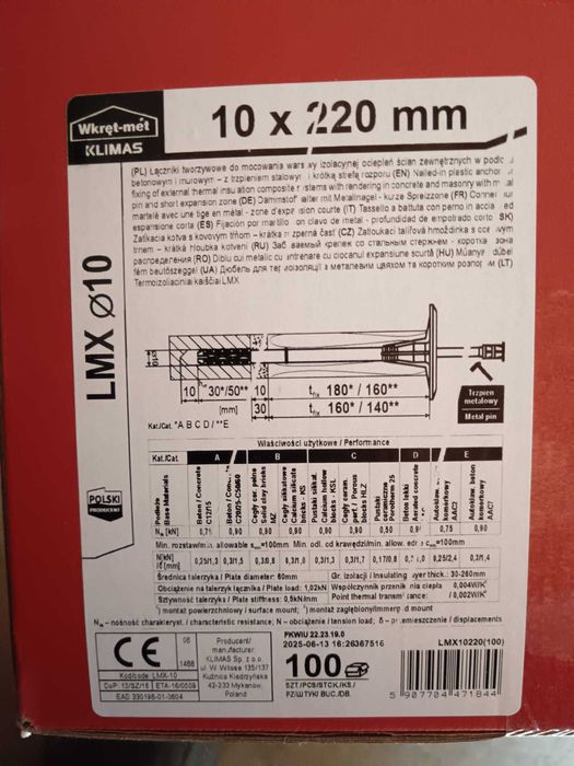 Diblu polistiren, cui metalic, suport caramida cu goluri, 10x220mm