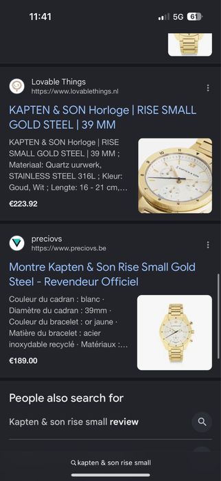 Ceas Kapten & Son Rise Small Light Gold Cream Steel Sapphire Crystal