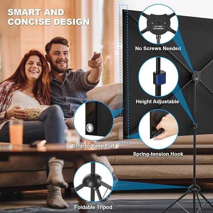 Ecran de proiector cu trepied, proiecție ALR, 80 inch 16:9