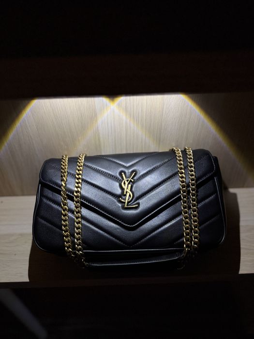 Geanta de piele Saint Laurent Loulou neagra
