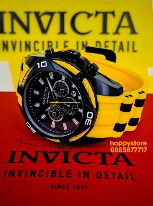 INVICTA Vanguard Yellow/Black 50mm, Инвикта нов ръчен часовник
