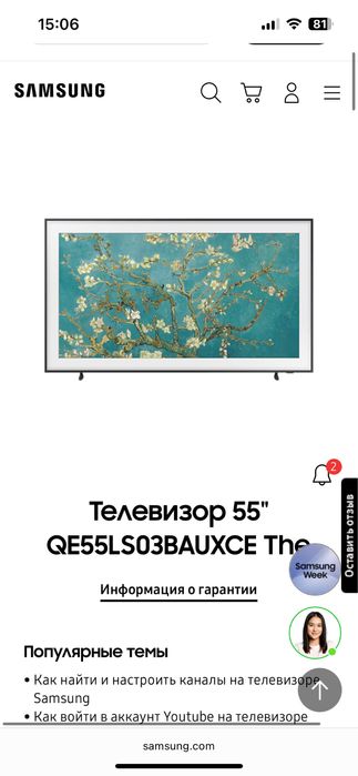 Samsung 120грц the frame QE55LS03BAUXCE 55