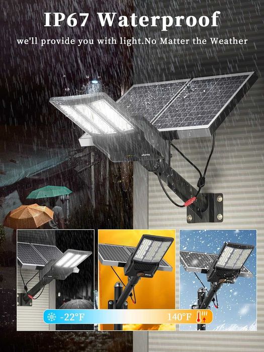 Ofuray Of-10000W соларна улична лампа с дистанционно, 6500К, IP67