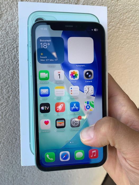 iPhone 11 Green Special Edition 128 GB la cutie ca NOU Sanatate Baterie 100%