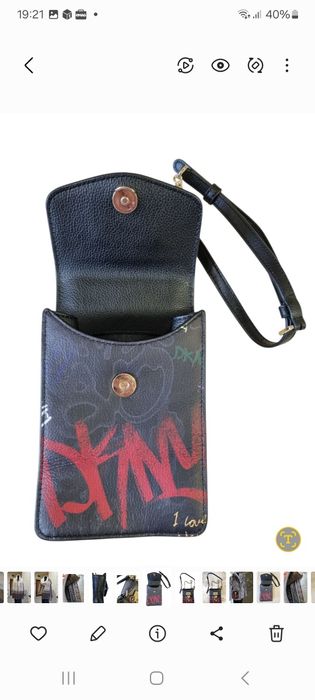 Geanta crossbody DKNY piele model graffiti