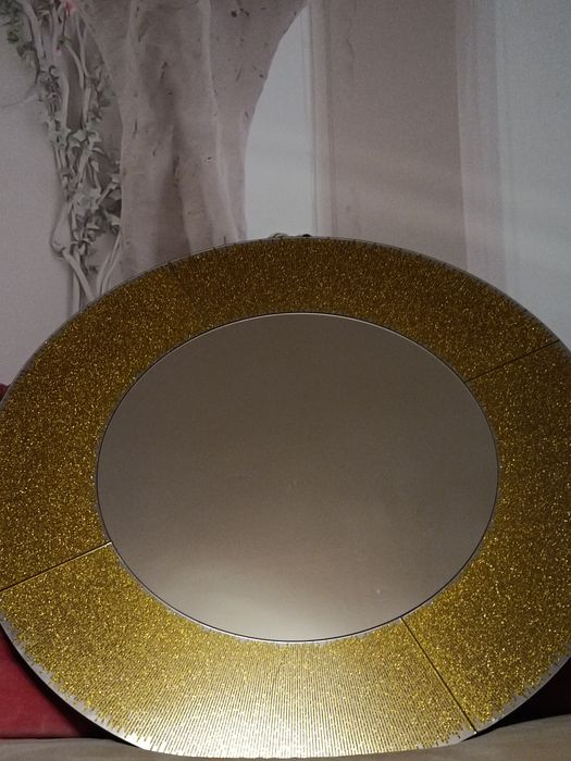 Oglinda decorativa rotunda cu foita de aur