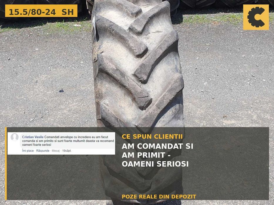Anvelope 15.5/80-24 400/80R24 Alliance Cauciucuri Buldoexcavator Incarcator SH 12PR Garantie Factura JCB