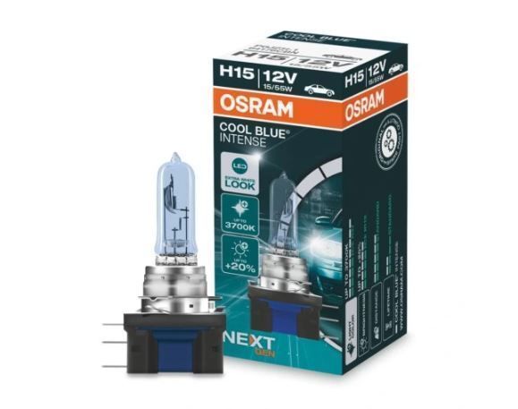 Bec H15 Osram 64176CBN 12V; 15/55W; Cool Blue Intense; cu pana 100% mai multa lumina; albastru; PGJ23t-1; Omologare: ECE; pana la 100 h; Fascicul