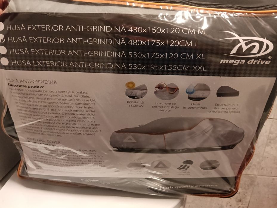 Husă Antigrindină Autoturisme dimensiune 480 X 175 X 120 Cm.