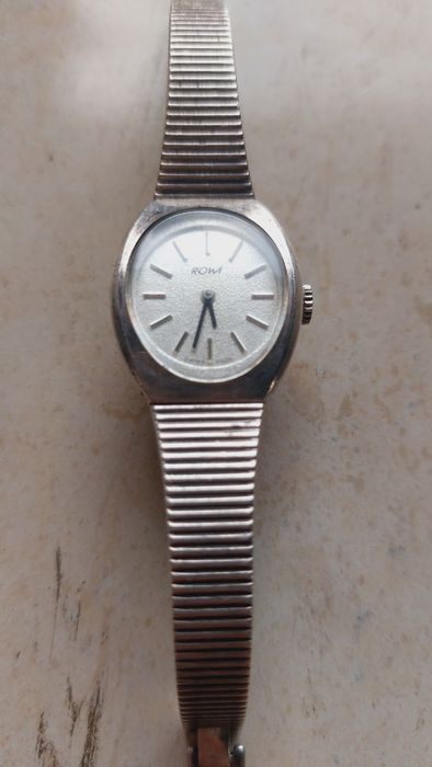 Сребърен швейцарски механичен дамски часовник Rowi