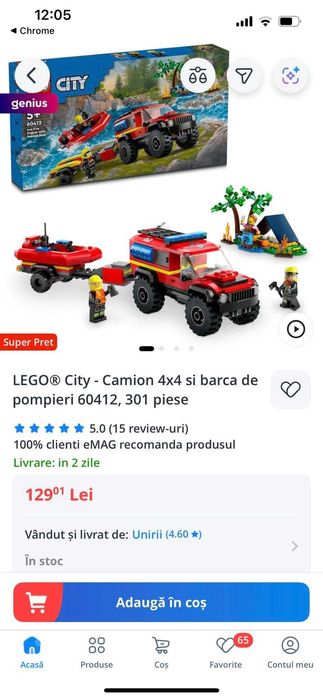 Lego 60412 Camion si barca de pompieri