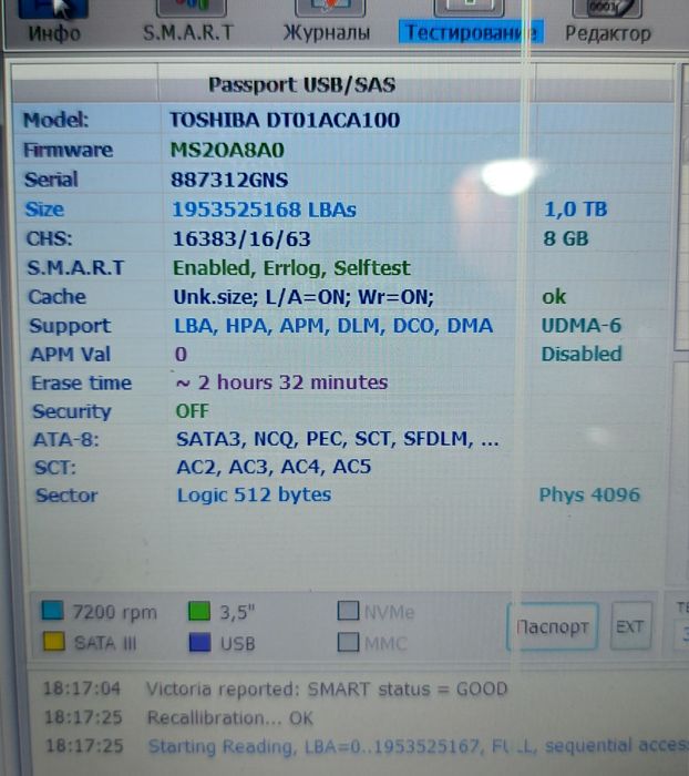 HDD Toshiba 1 Tb.