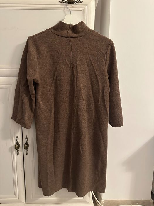 Rochie tricot Zara, maro, L, mânecă 3/4