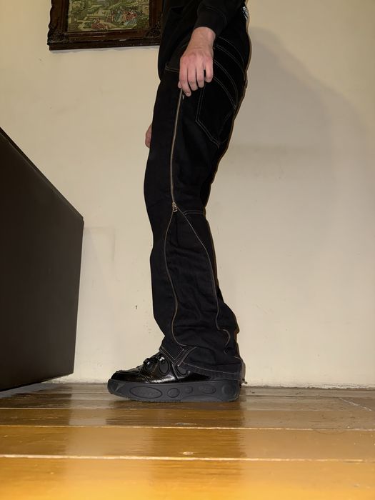 Blugi flared stil Rick Owens Banana zara zip opium y2k streetwear