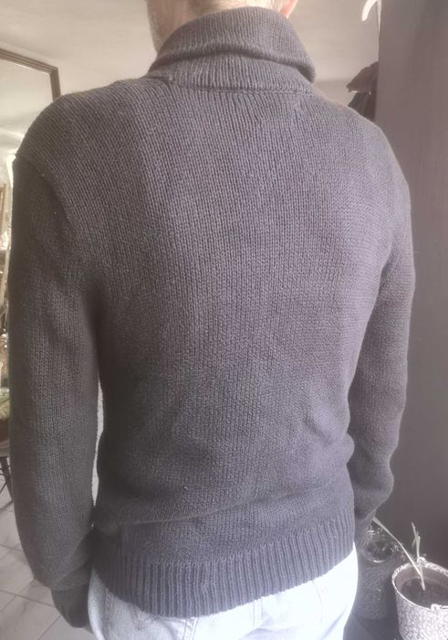 Ralph Lauren RL мъжки пуловер тъмно син памучен  с шал яка