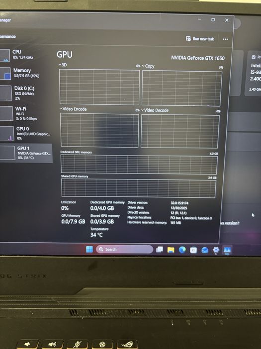 Laptop ASUS Rog Gaming i5 GTX1650