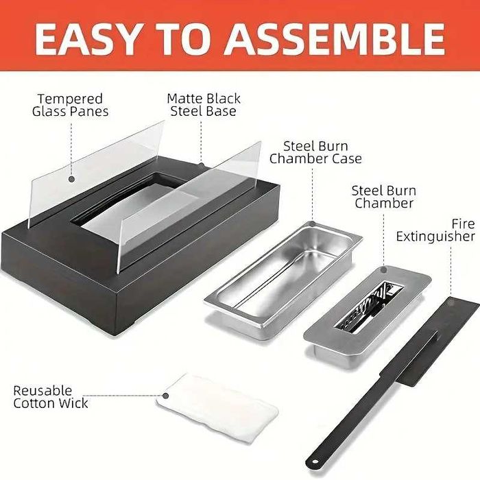 Преносима Биокамина от стомана 35 x 18 x 14 см,на биоетанол био Камина
