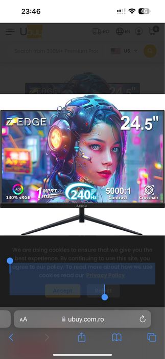 Monitor gaming Z edge 240hz