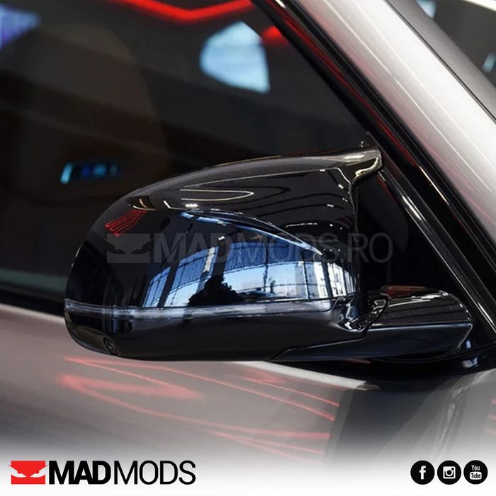 Set capace oglinzi M BMW X3 F25 X4 F26 X5 F15 X6 F16, Negru lucios