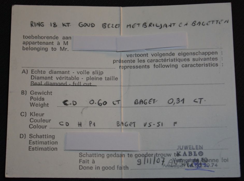 Superb inel de logodna cu briliante, aur alb 18k + 0,60 ct + 0,31 ct