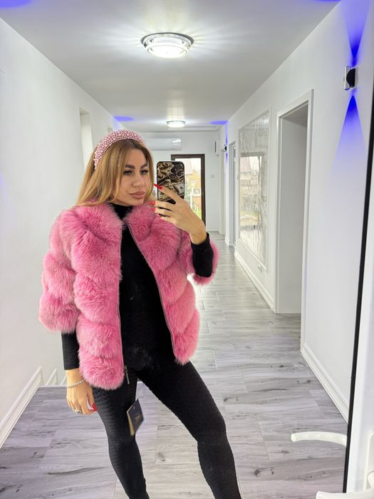 Blana naturala vulpe roz