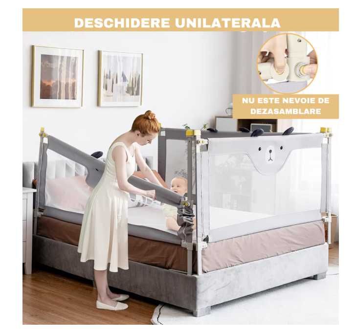 Bariera protecție pat culisantă 160 cm