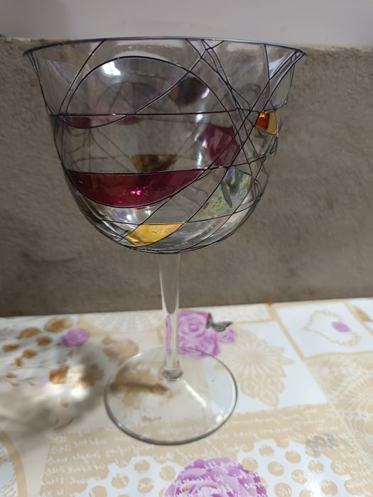 Pahar de colecție din cristal – Model spectaculos tip Vitraliu / Tiffany (22 cm)