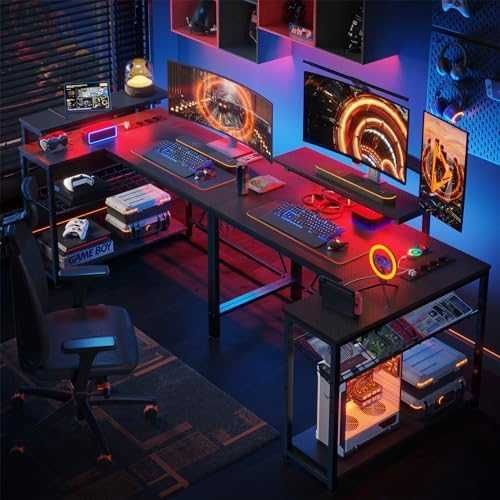 Bestier L-образно бюро с LED и контакти