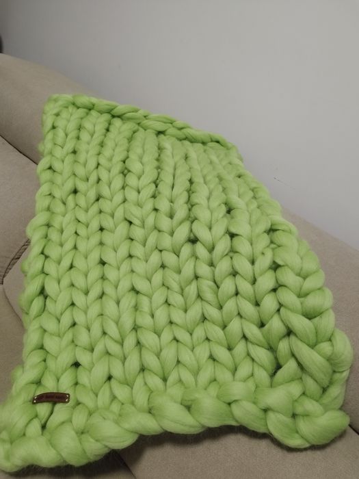 ново, ръчно направено одеяло от 100% мериносова вълна