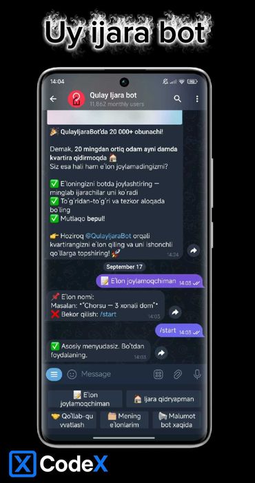 Telegram bot va zamonaviy web-saytlar ishlab chiqamiz