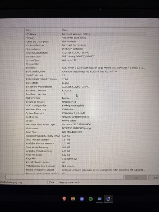 Laptop gaming Asus, TUF 705DT (descriere)