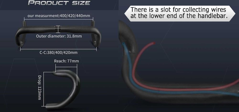 Ghidon carbon sosea cursiera Aeronova Nou 400 420 440mm 184grame