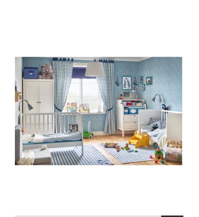 IKEA Бебешко Креватче/ Легло + 60x120 см Бяло SUNDVIK + подарък матрак