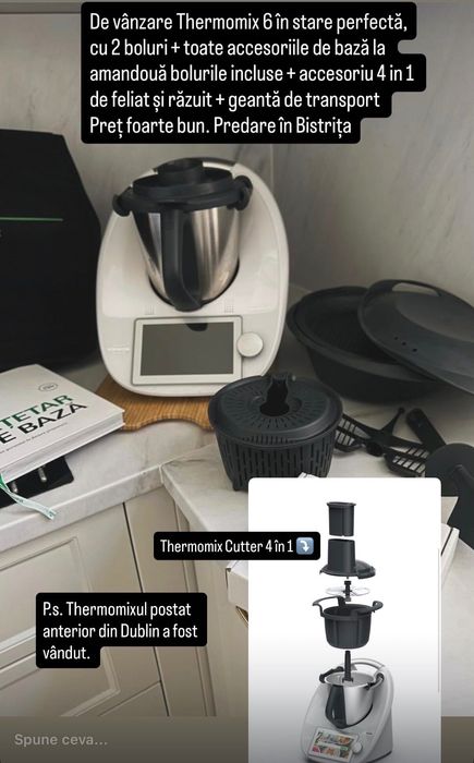 De vanzare Thermomix TM 6 cu 2 boluri + accesoriu feliere si razuire
