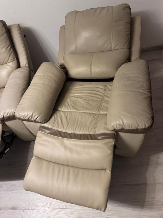 Canapea cu 2 fotolii Kring Royal din piele cu recliner
