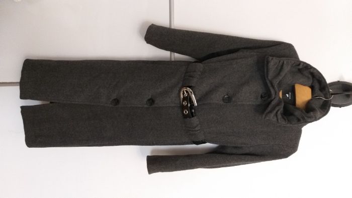 Palton iarnă Acttuelle, lână 80%, culoarea gri nr. 42, bluza cadou