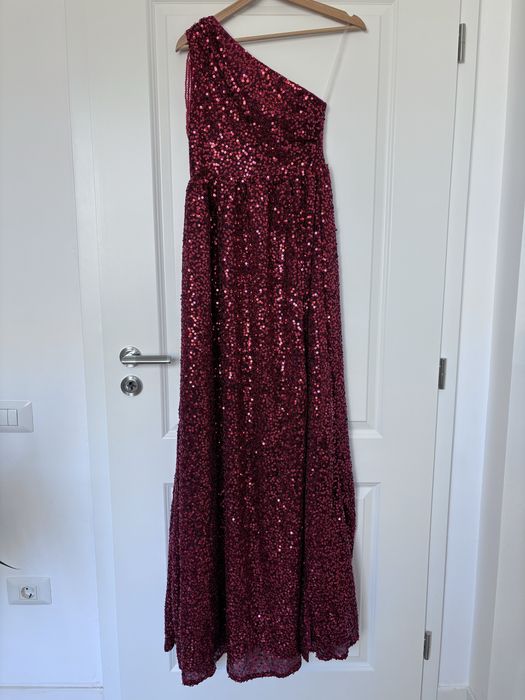 Rochie eleganta rosie cu paiete marimea S
