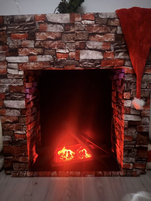 Șemineu decorativ handmade cu efect de foc + sunet ambiental