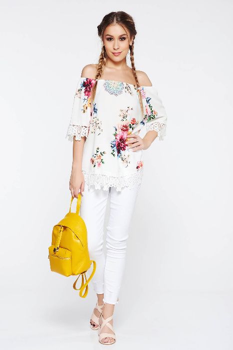 Bluza SunShine casual,croi larg,umeri goi,aplicatii TRANSPORT GRATUIT