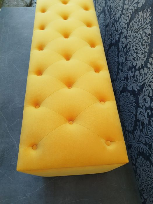 Bancheta,băncuță catifea cu spatiu pentru depozitare culoare galben