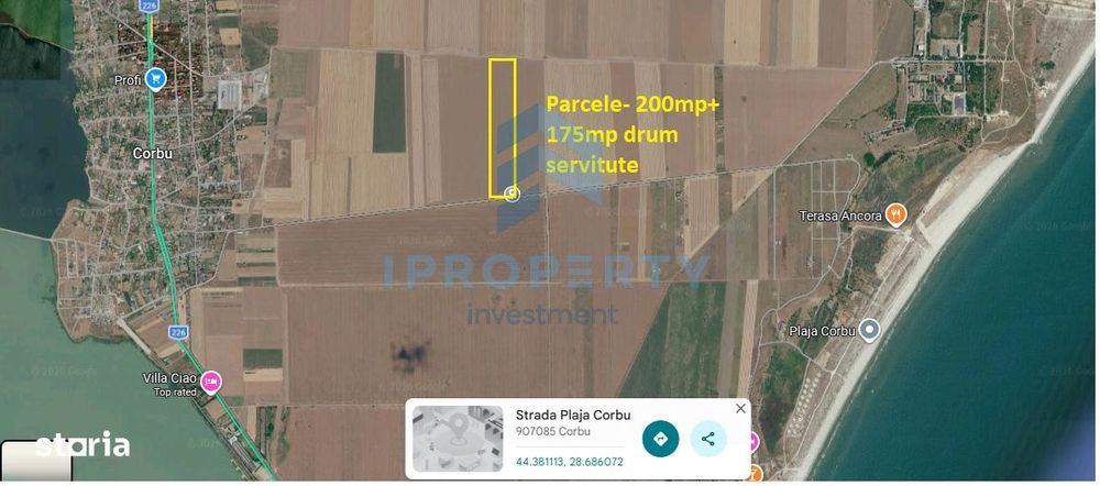 Corbu | Teren extravilan-intravilan din 2027 | 2 km dist Plaja Corbu