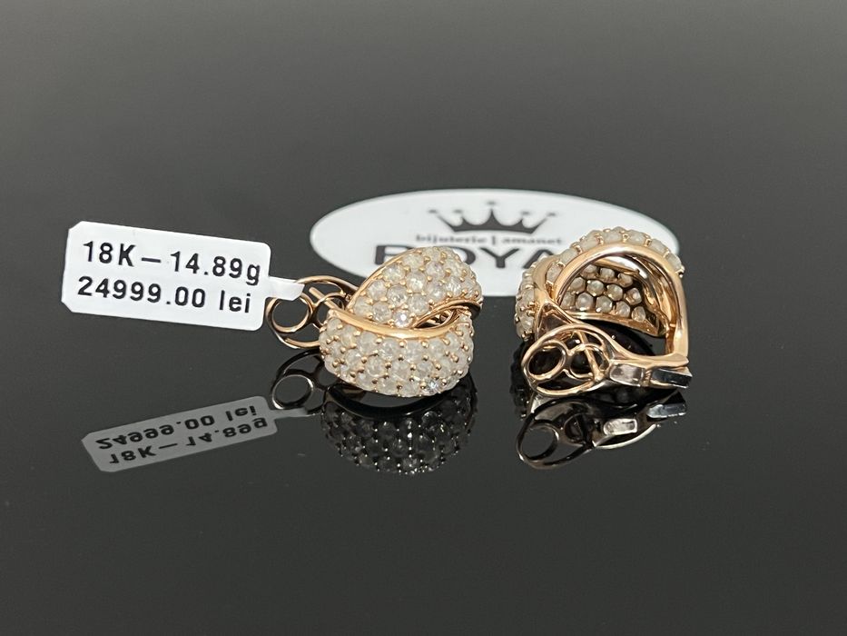 Bijuteria Royal CB : Cercei cu diamante aur 18K 750 14,89 grame