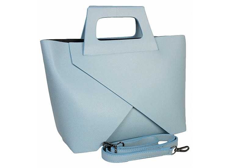 Нова дамска чанта от vera bg естествена кожа Италия светло син