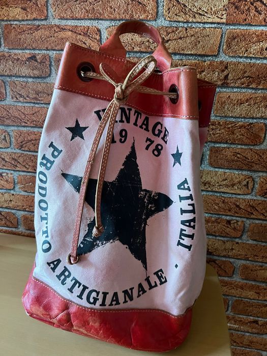 Rucsac original, artizanal, cu piele naturală, lucrat în Italia