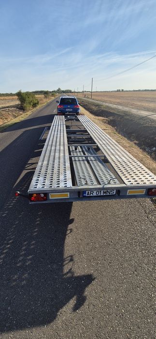Vând trailer auto 8,5 m lungime, 2,2 m lățime, prima înmatriculare 03 2025, fără defecte, folosit doar de mine preț 6000 euro