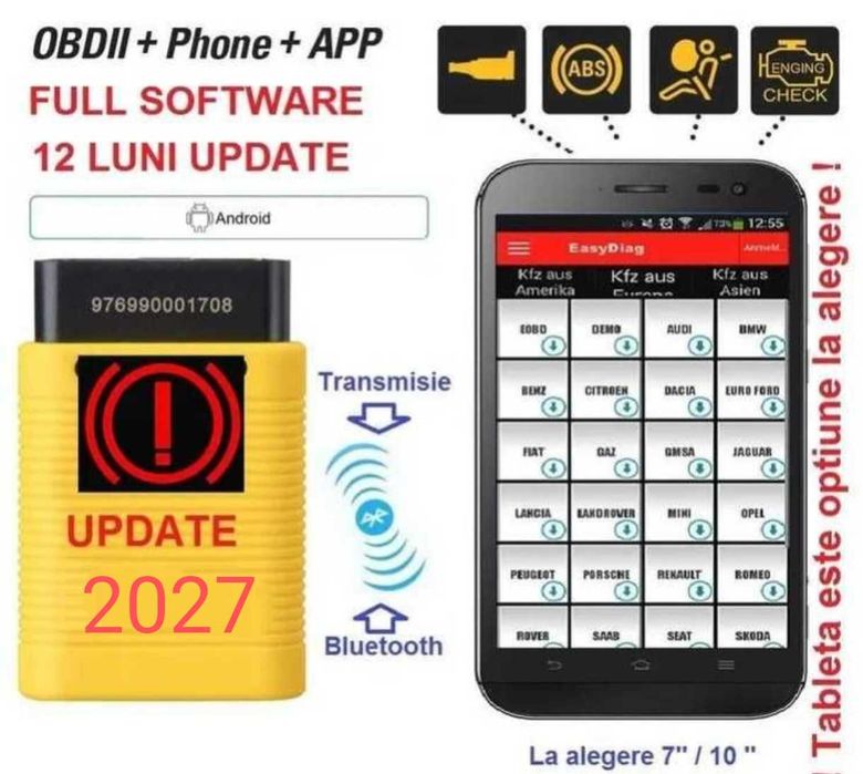 Tester diagnoza auto EasyDiag Bluetooth, PROMOTIE, prelungitor incluS
