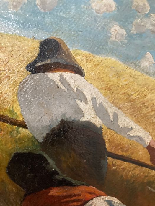 Tibor Erno, Secerișul grâului, tablou vechi romanesc, ulei pe carton