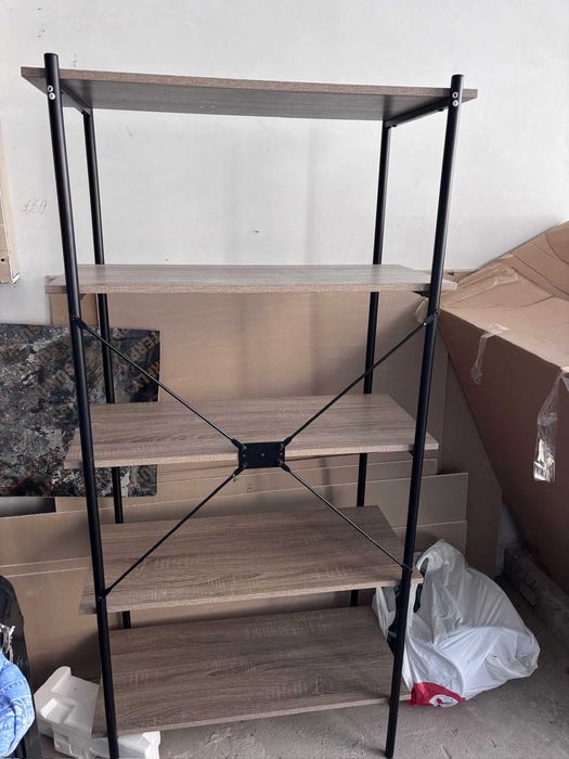 Етажерка 5 рафта цвят светъл дъб/черно