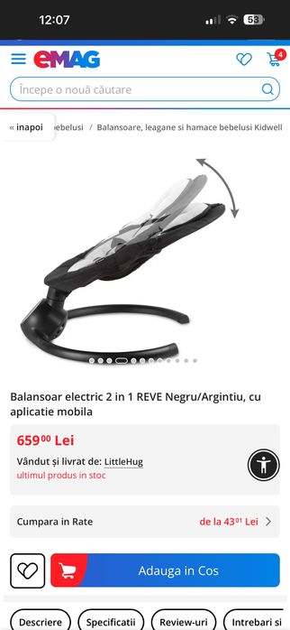 Leagăn electric impecabil doar probat